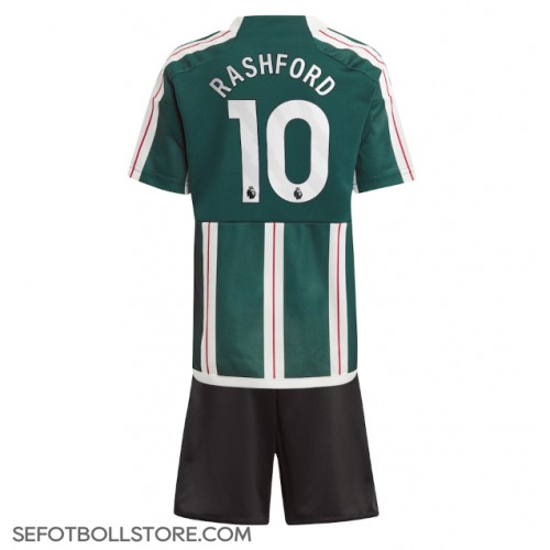 Manchester United Marcus Rashford #10 Replika babykläder Bortaställ Barn 2023-24 Kortärmad (+ korta byxor)